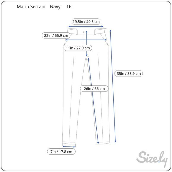 Mario Serrani Italy Womens Navy Flat Front Slash Pockets Zipper Closure Pants 16 - Picture 7 of 7